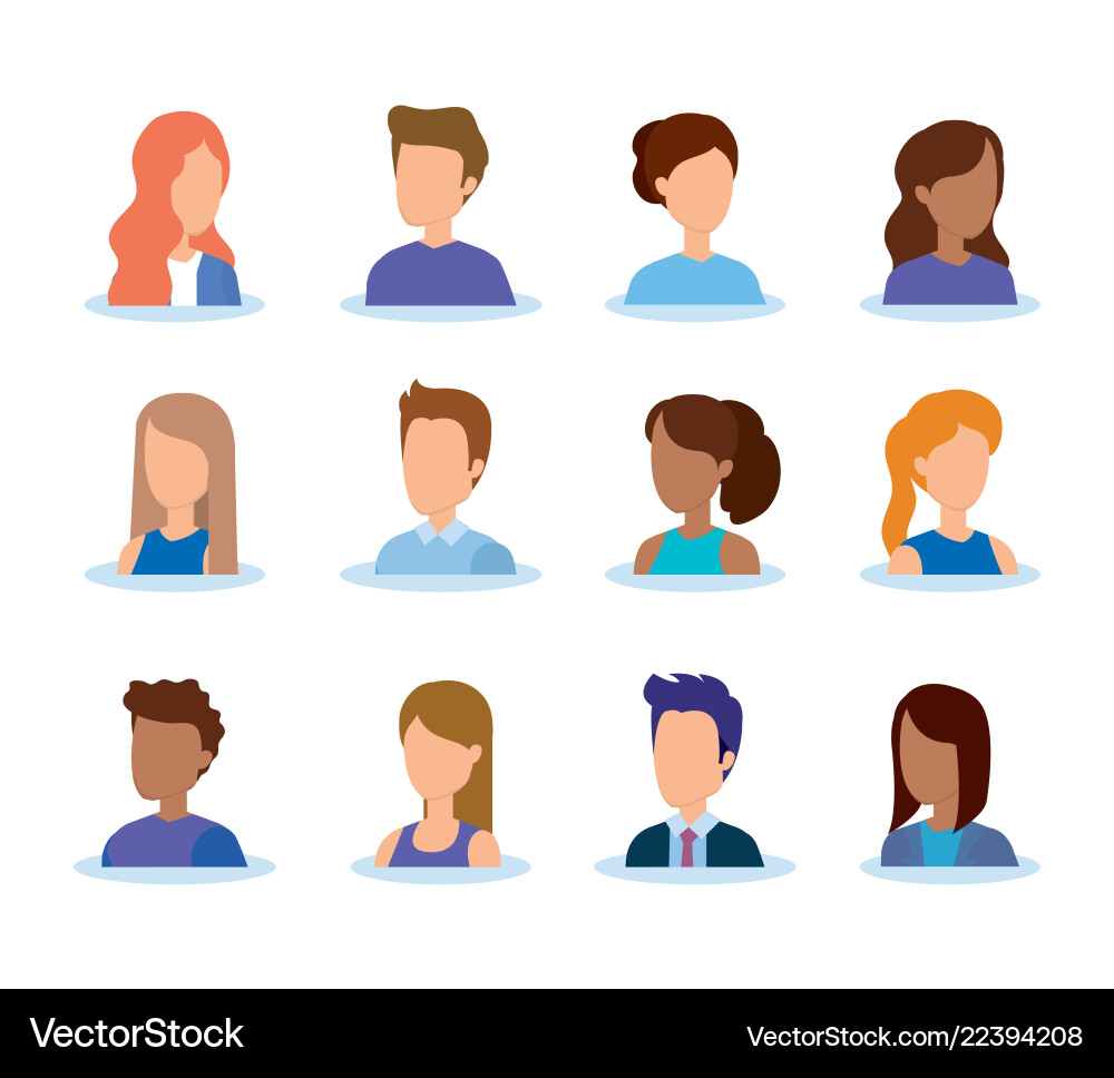 Group of young people characters Group of young people characters vector image