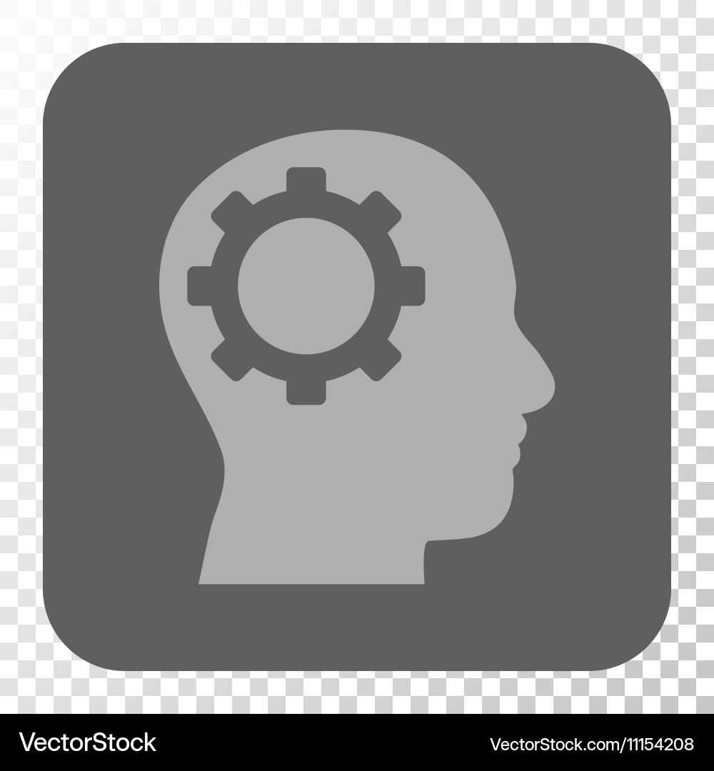 Intellect gear rounded square button Vector Image