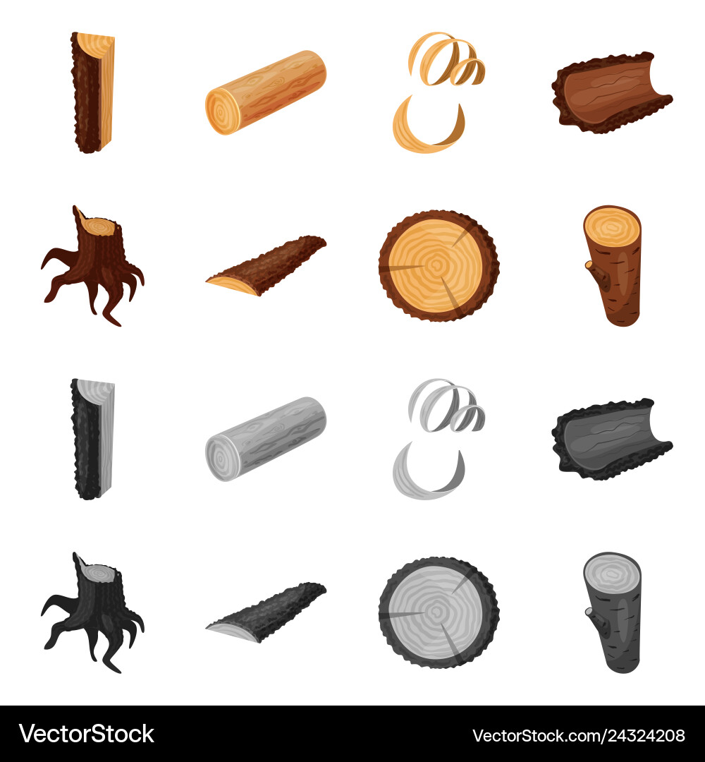 Isolated object of tree and raw sign collection Isolated object of tree and raw sign collection Vector Image