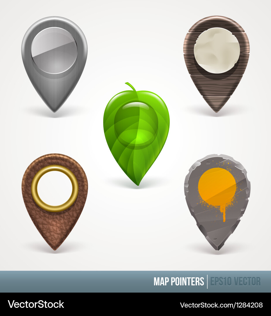 Map Pointer Collection - Diverse Materials Vector Image