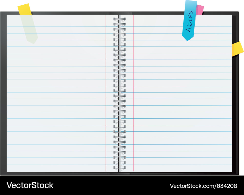 Open Notebook with Sticky Notes vector image