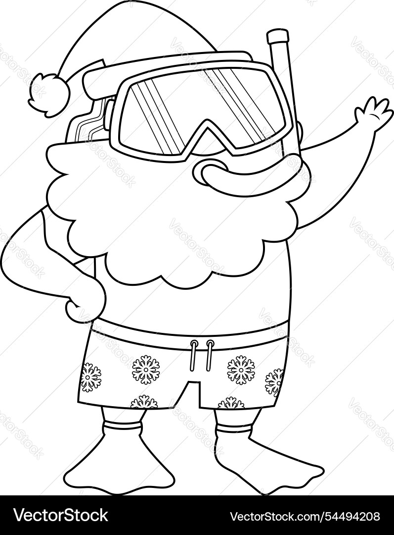 Outlined summer santa claus cartoon character Outlined summer santa claus cartoon character vector image