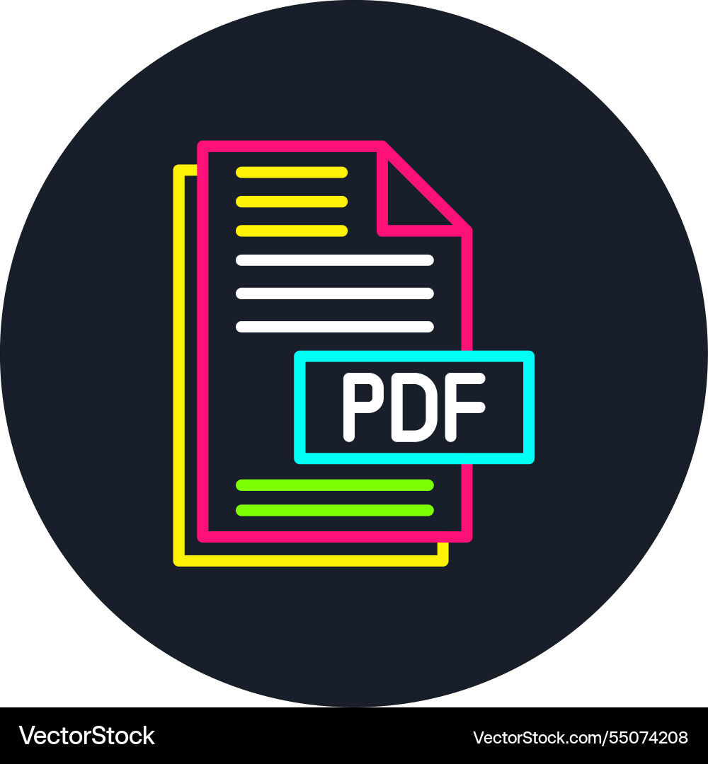 Pdf file line multi color icon vector image
