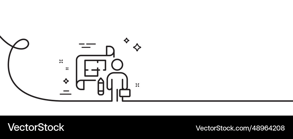 Plan line icon architect project sign continuous Plan line icon architect project sign continuous vector image