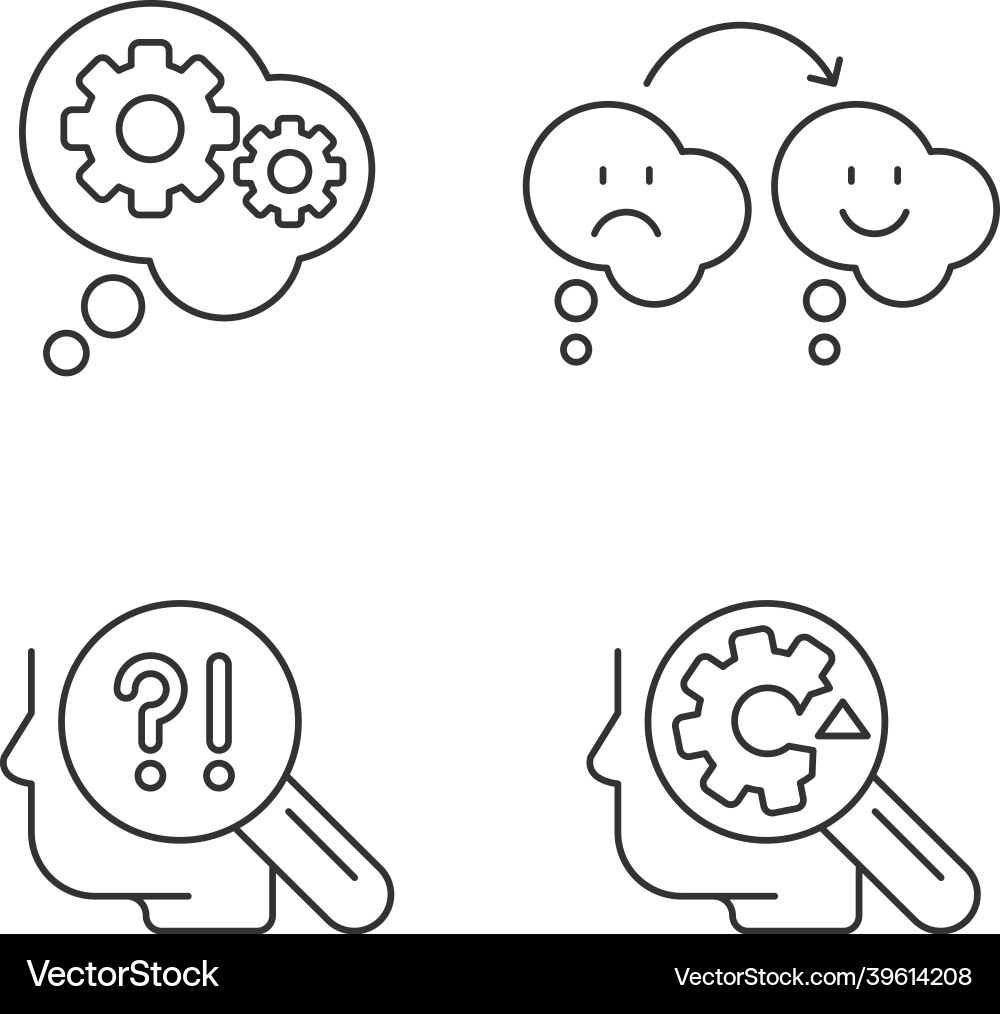 Recognize weaknesses linear icons set Vector Image