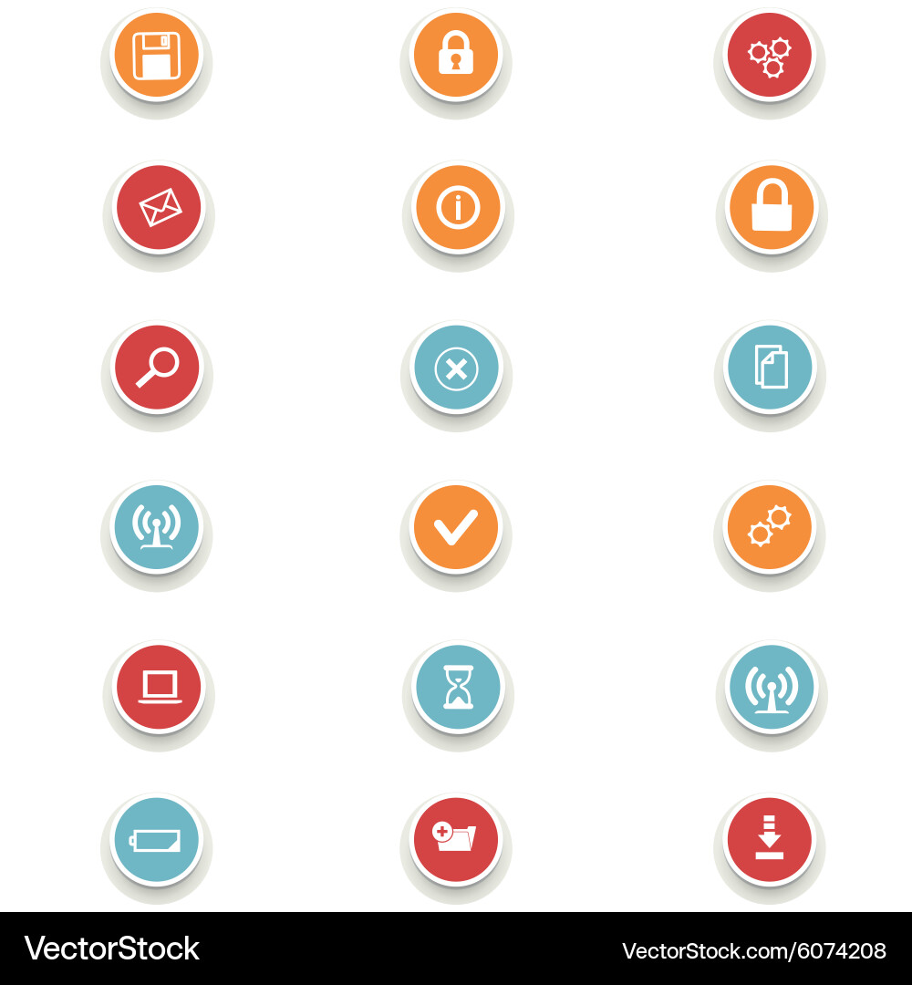 Round of computer icons vector image