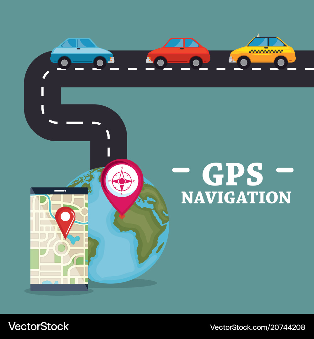 Smartphone with gps navigation app Smartphone with gps navigation app vector image