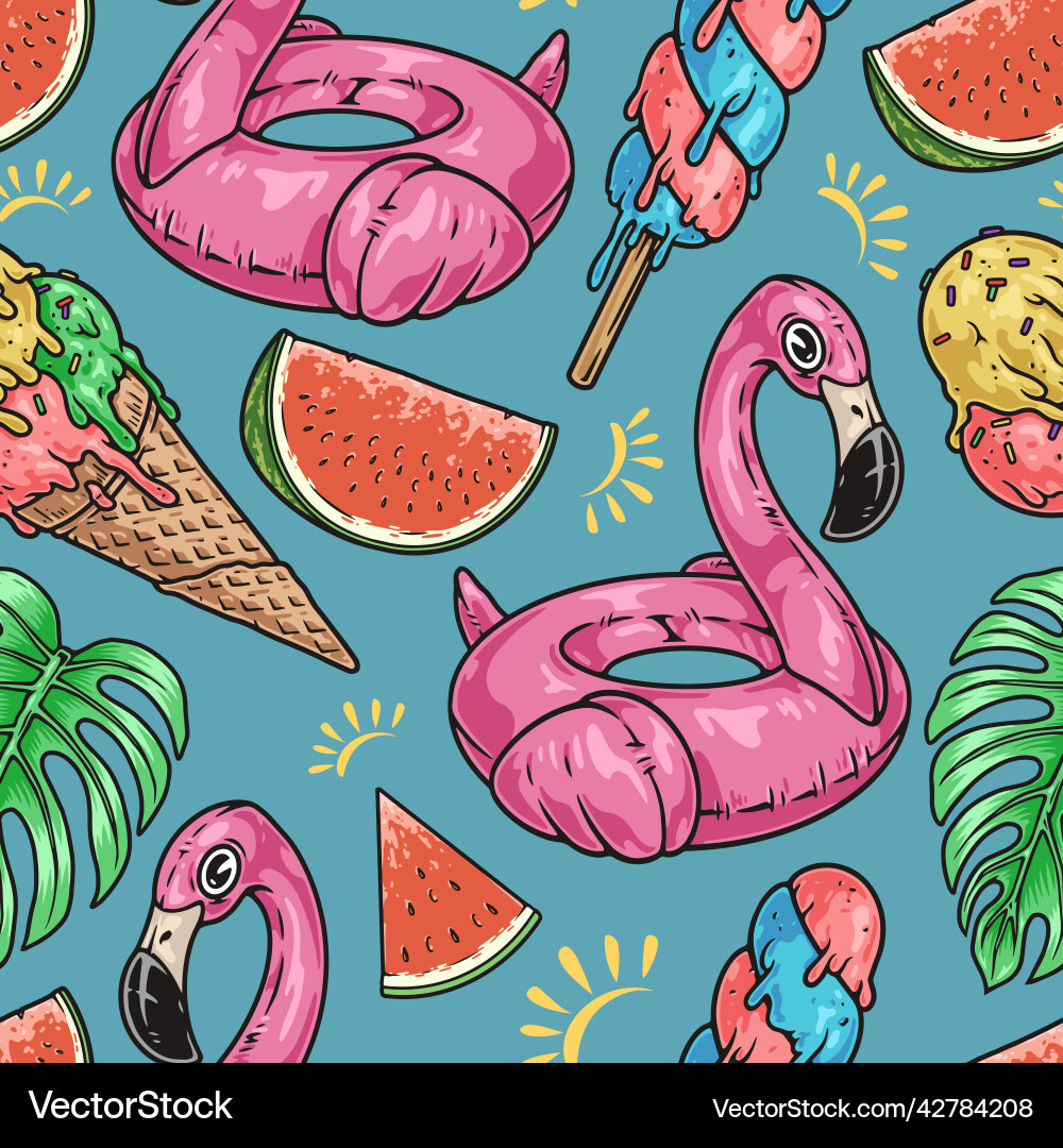 Summer Flamingo Pattern vector image