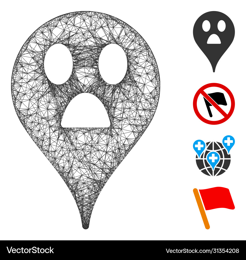 Wonder smiley map marker web mesh Wonder smiley map marker web mesh vector image