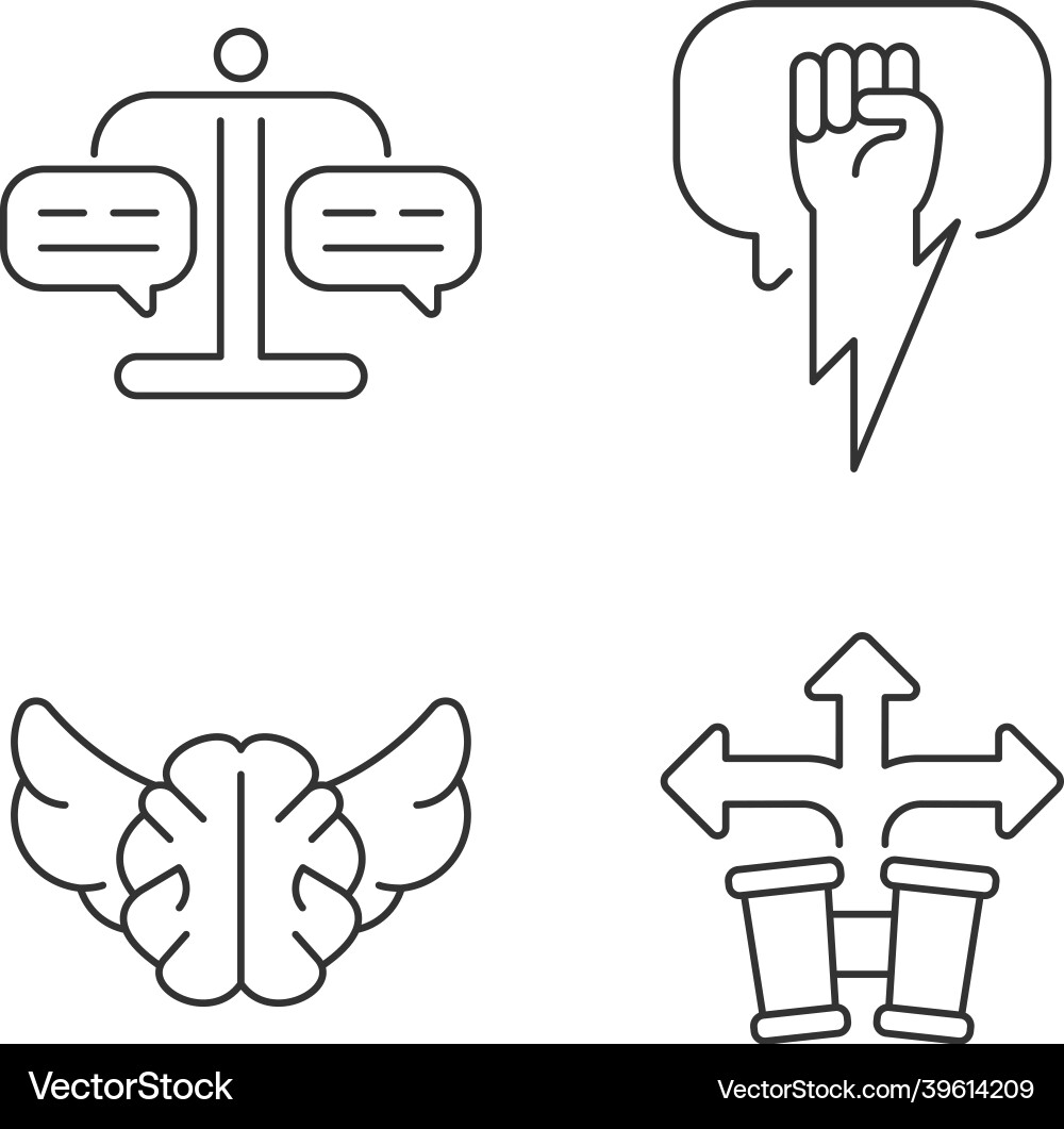 Argumentation skills linear icons set Argumentation skills linear icons set vector image