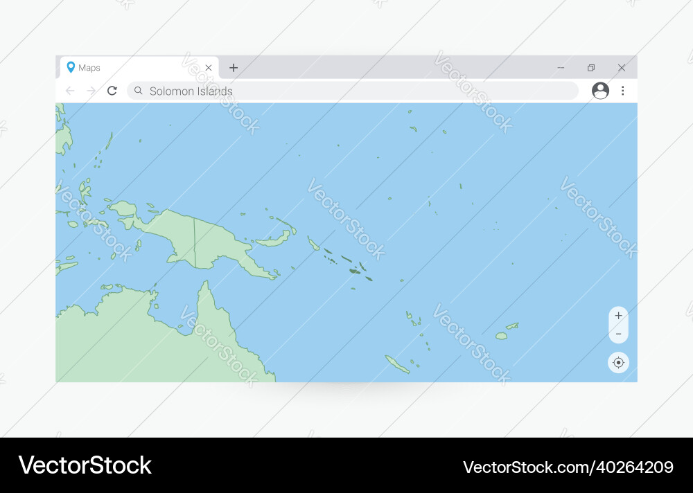 Browser window with map of solomon islands Vector Image
