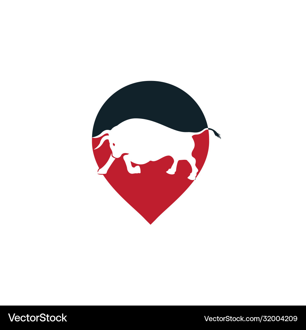Bull logo with gps pointer design vector image
