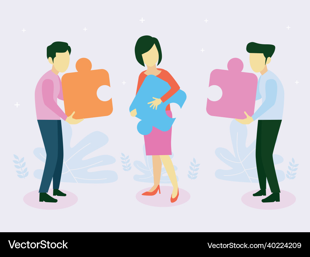Business people holding jigsaw concept Business people holding jigsaw concept vector image