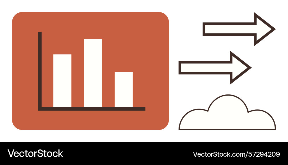 Data analysis bar chart with cloud storage and Data analysis bar chart with cloud storage and vector image