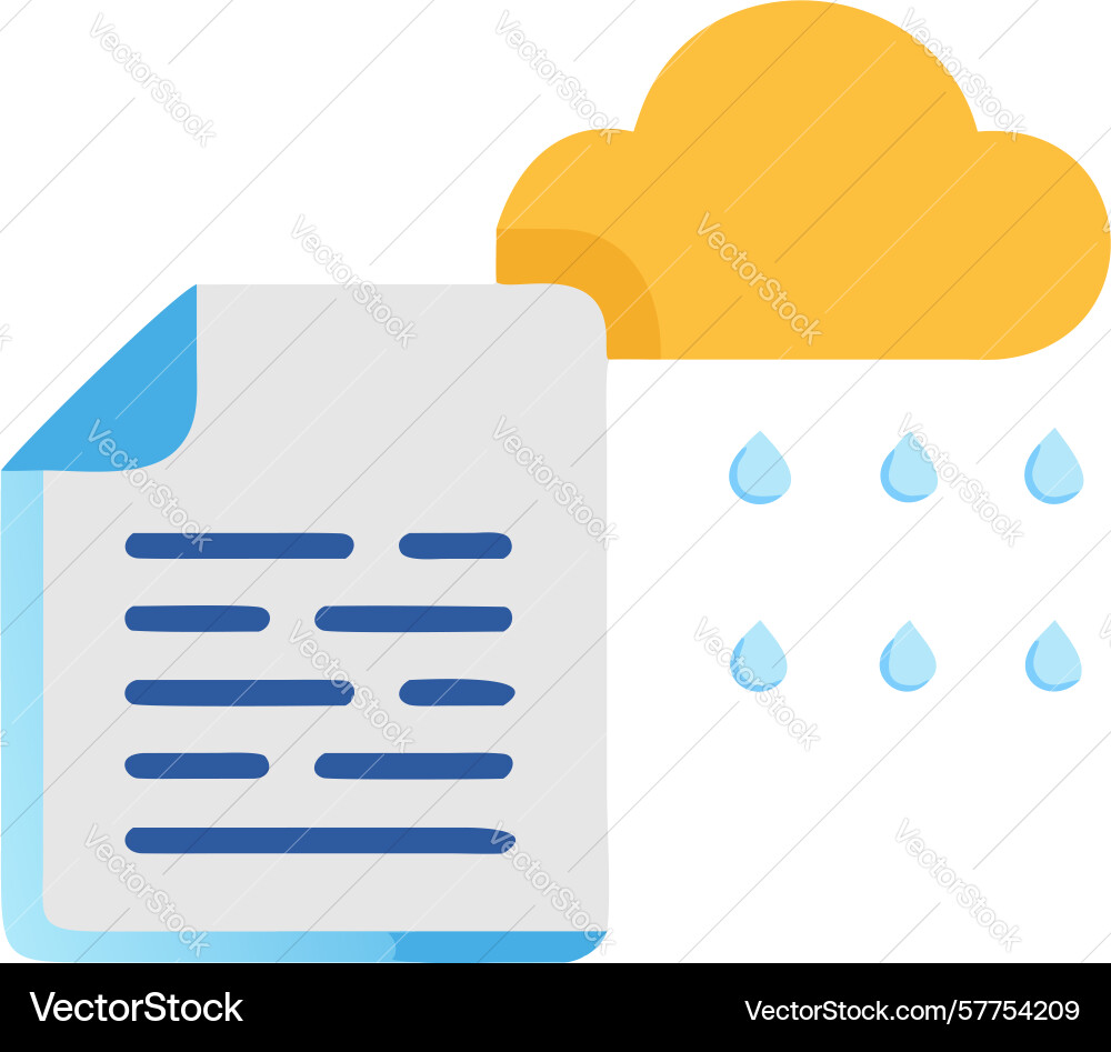 Document file with rain cloud icon weather data vector image