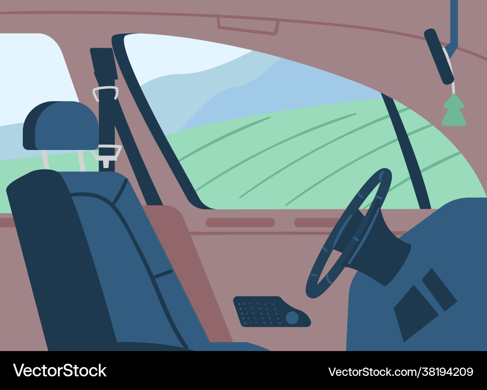 Empty car interior side view on driver seat flat Empty car interior side view on driver seat flat vector image