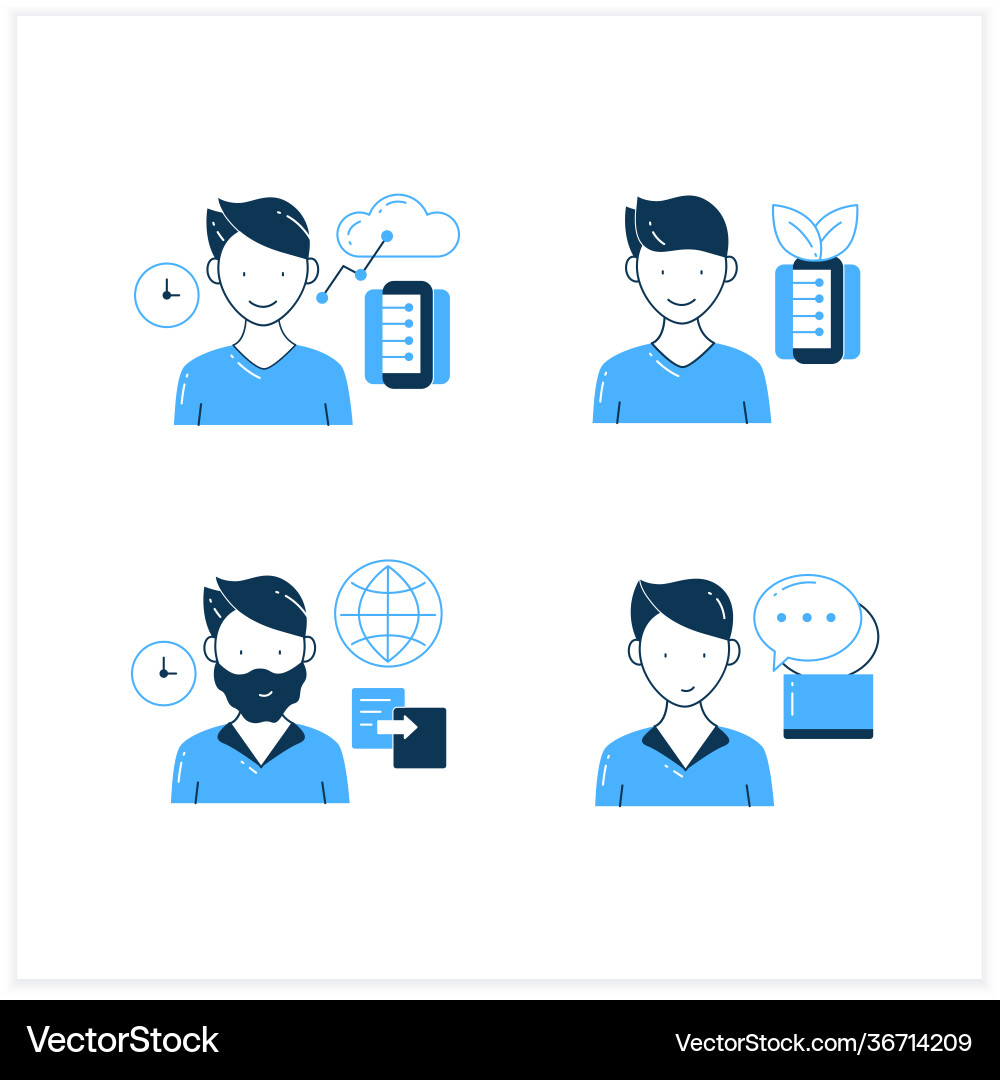 Information overload flat icons set Vector Image