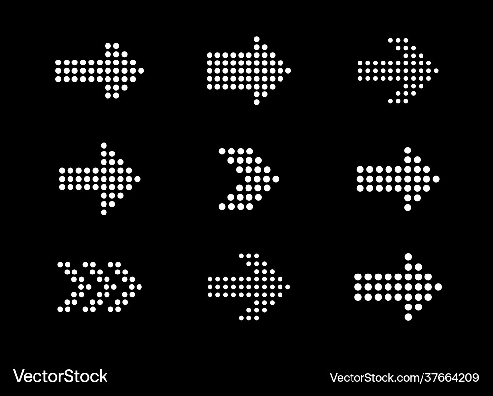 LED Arrow Set - Dots & Lines vector image