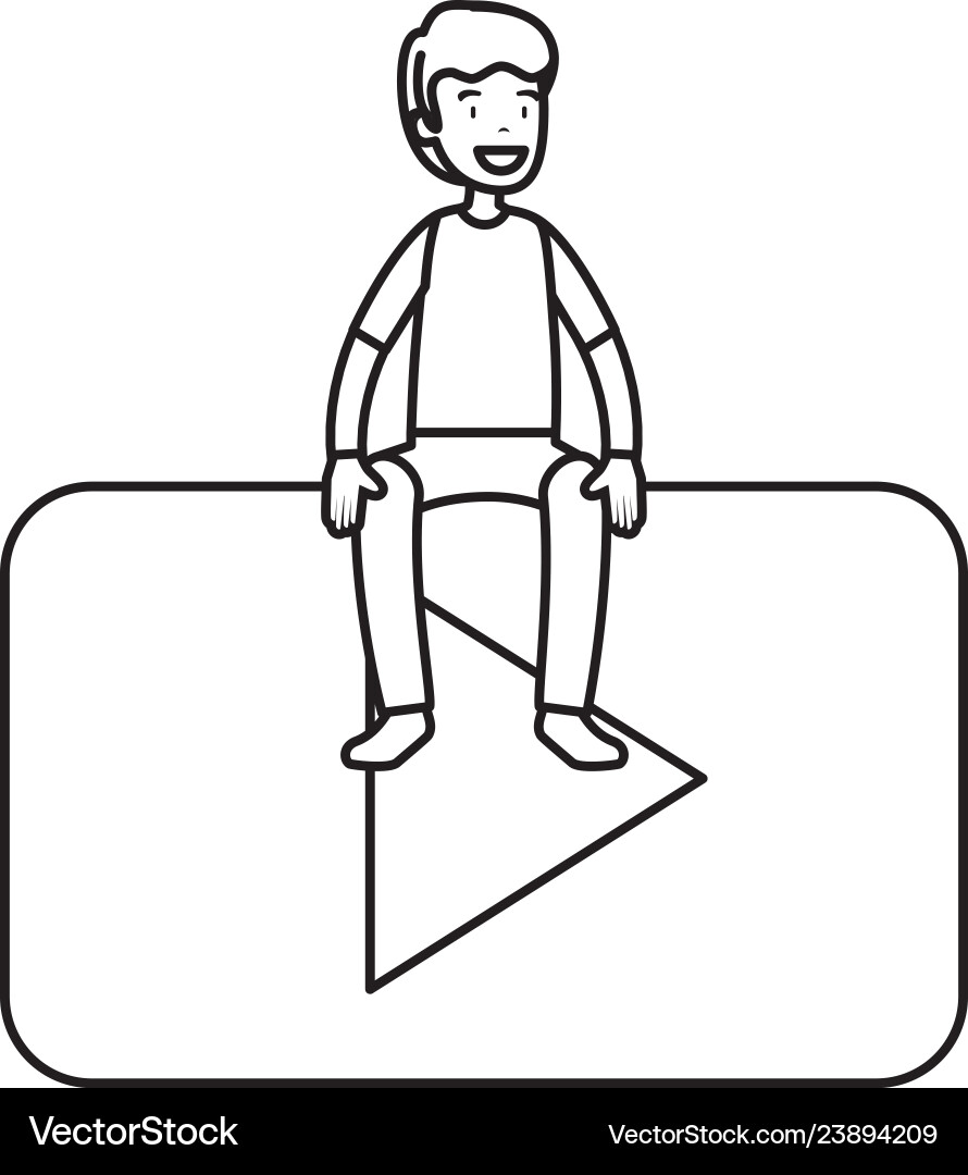 Man with play button vector image
