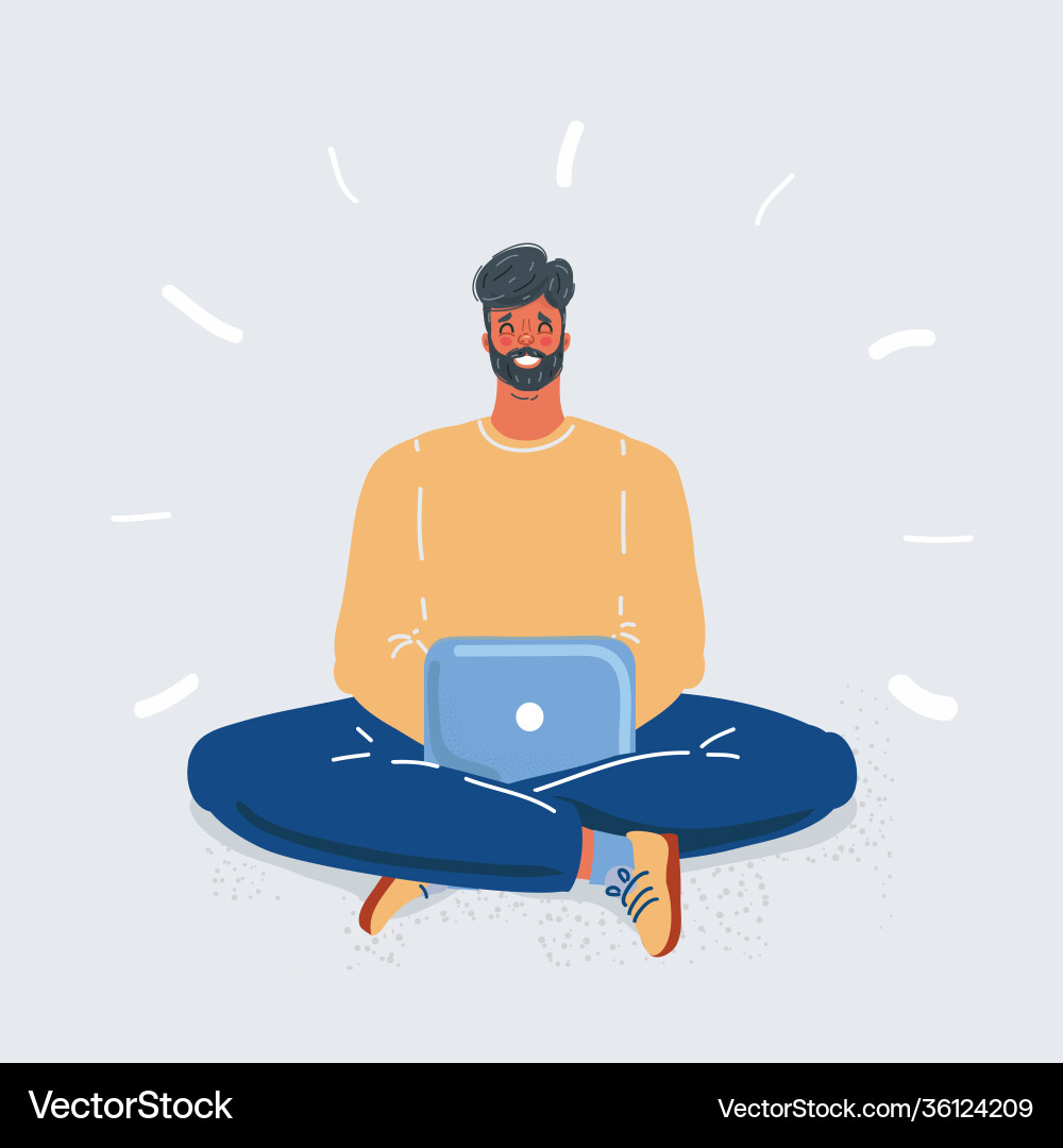 Man working in internet Man working in internet Vector Image