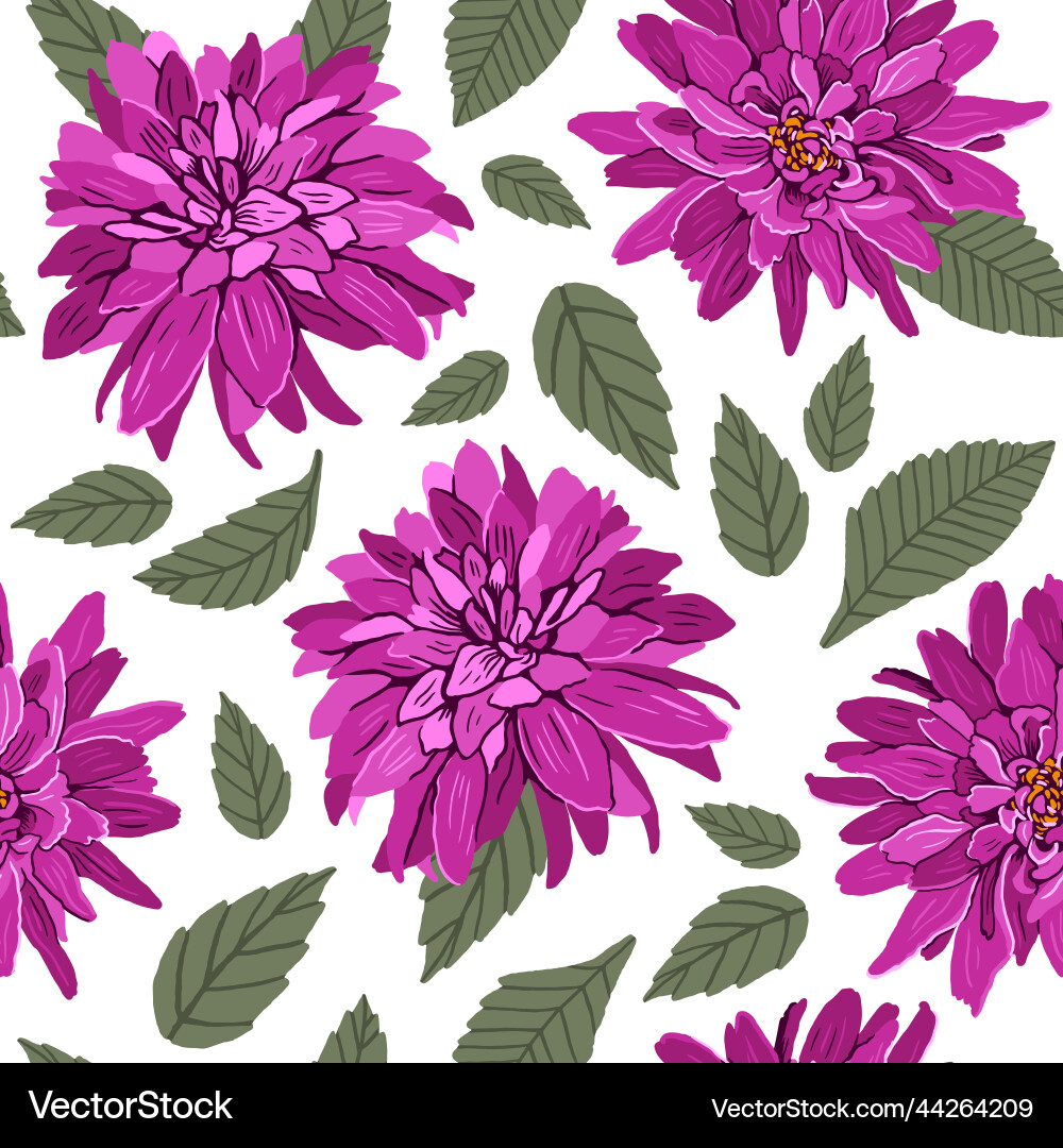 Nahtloses Muster von lila Dahlia Blumen Nahtloses Muster von lila Dahlia Blumen vektorbild