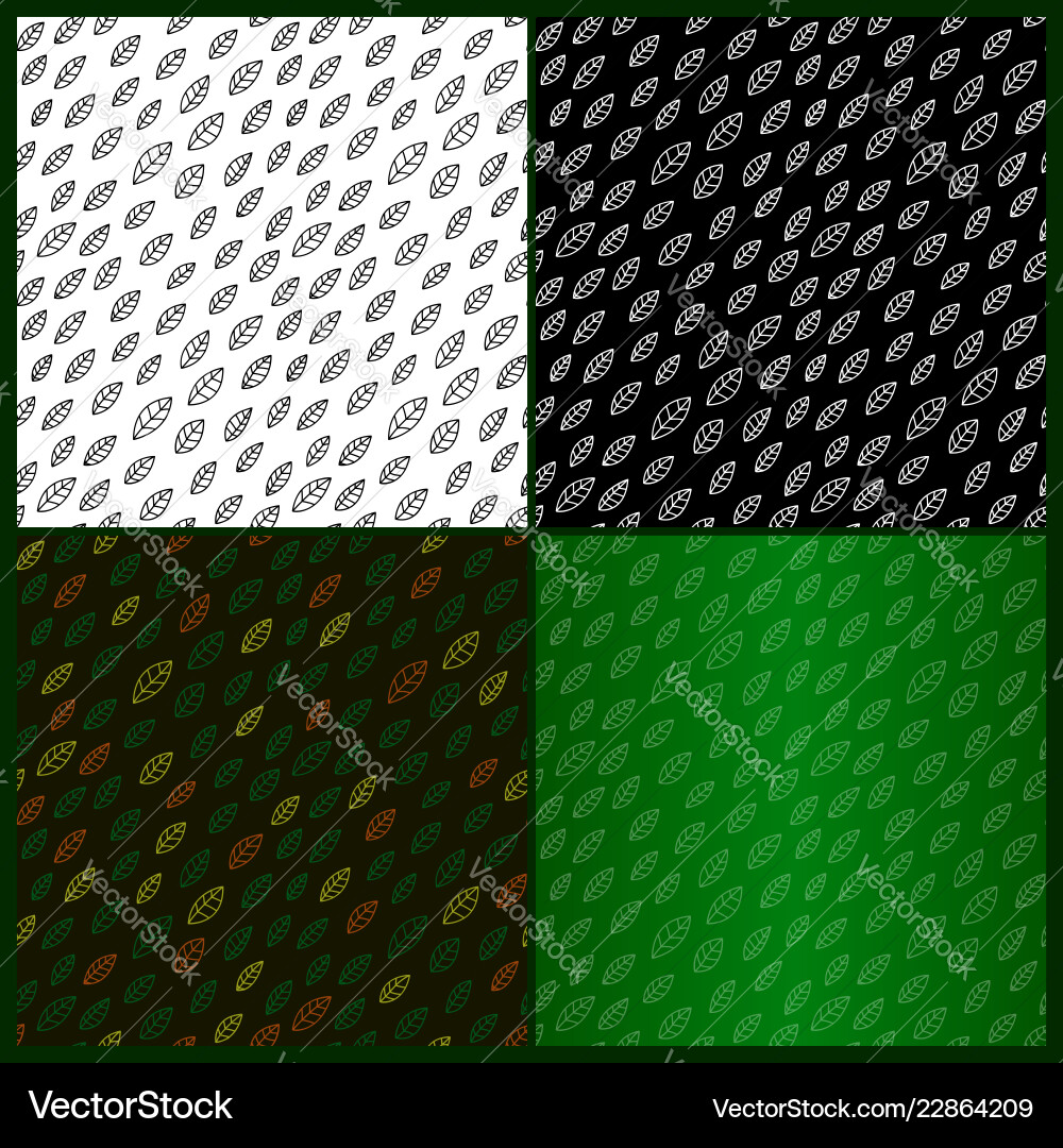 Patterns with leaves on different backgrounds Patterns with leaves on different backgrounds Vector Image