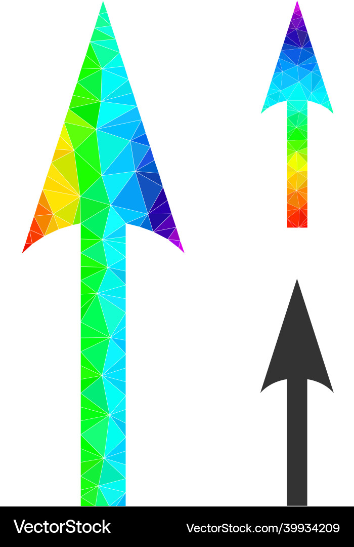 Polygonal sharp arrow up icon with spectral Polygonal sharp arrow up icon with spectral vector image