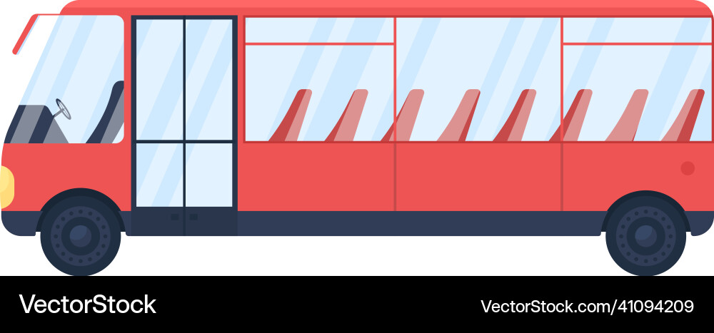 Red empty bus flat color object Red empty bus flat color object vector image