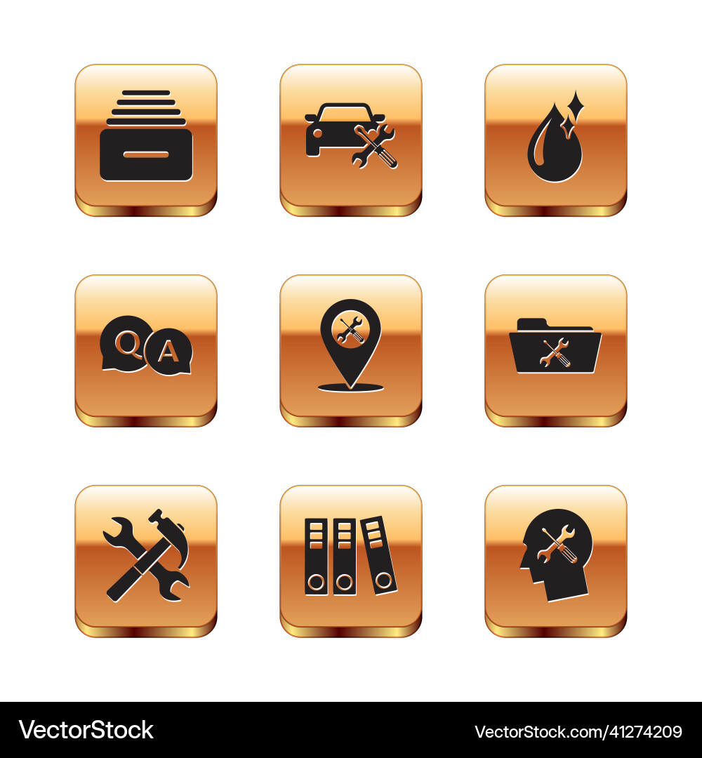 Set drawer with documents crossed hammer Set drawer with documents crossed hammer Vector Image