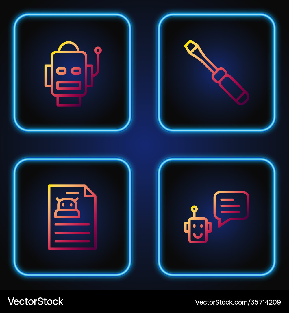Set line bot technical specification robot Set line bot technical specification robot Vector Image