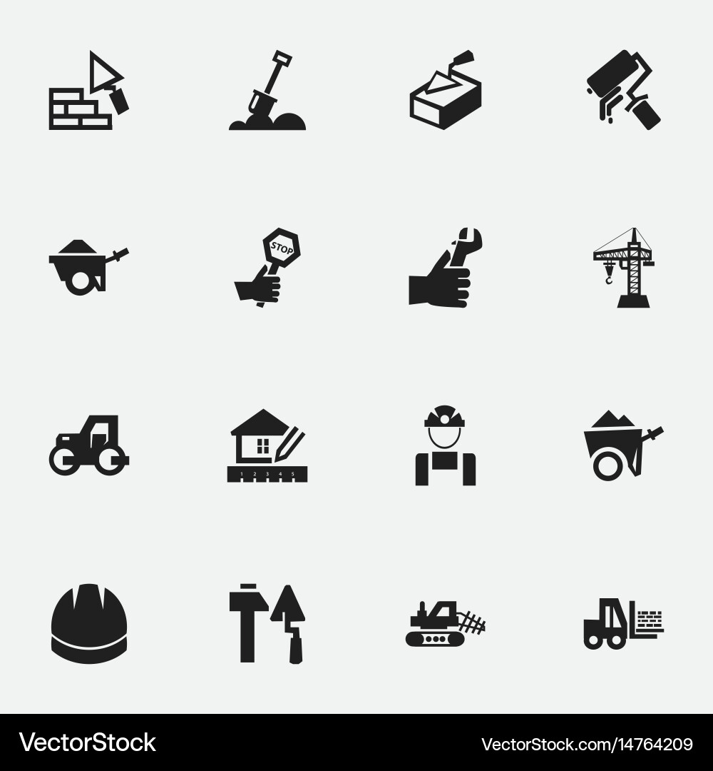 Set of 16 editable structure icons includes Vector Image