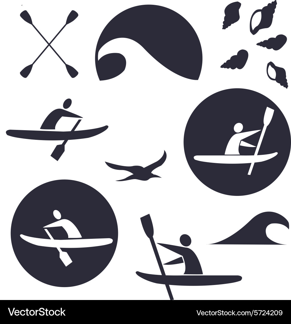 Set of different logotype templates for kayaking Vector Image