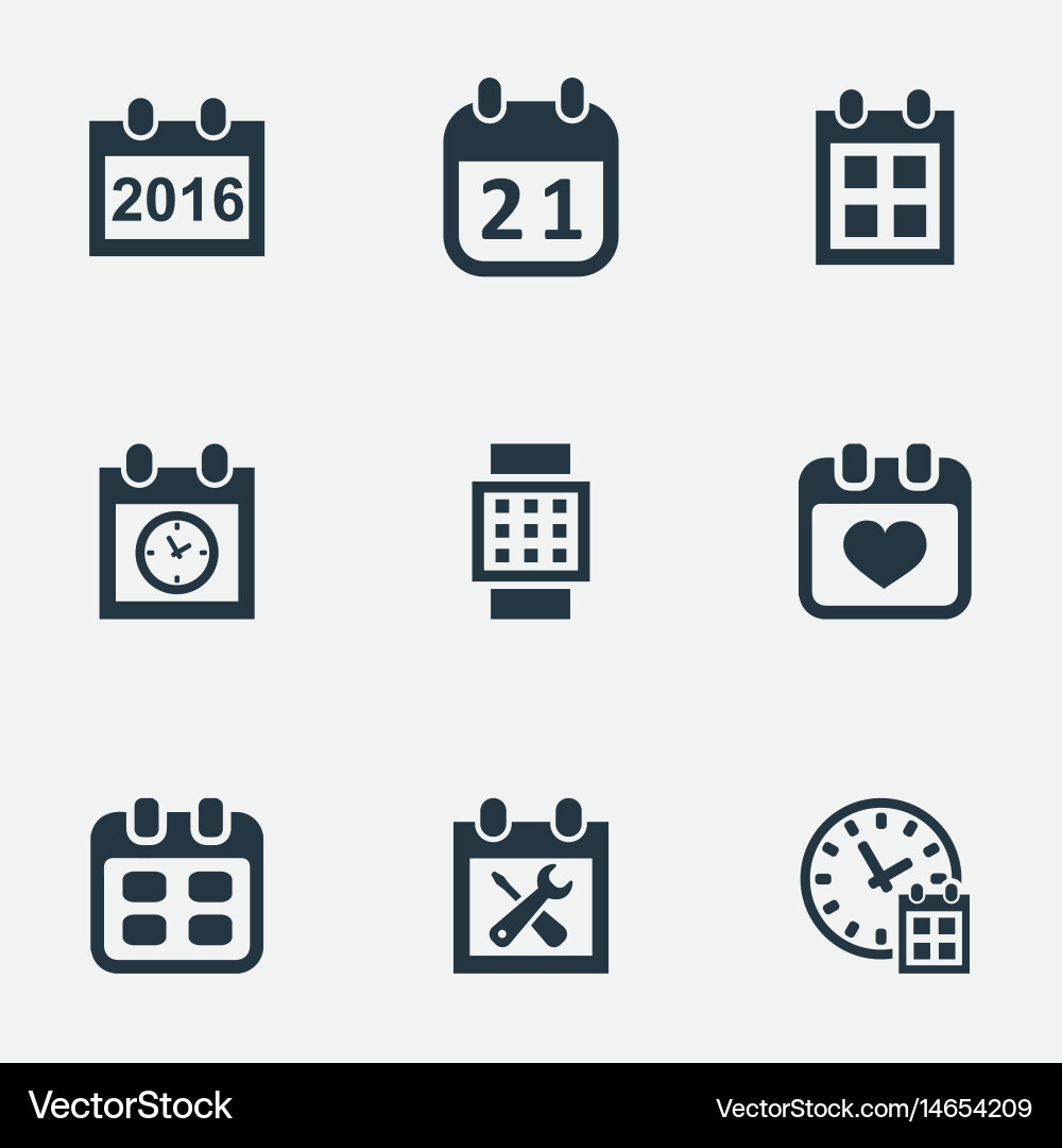 Set of simple date icons vector image
