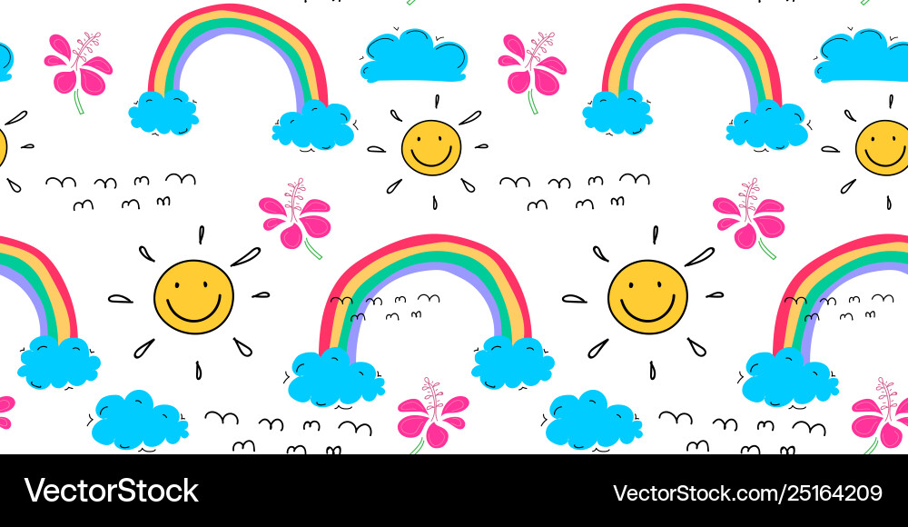 Summer pattern background with clouds and sun Summer pattern background with clouds and sun vector image