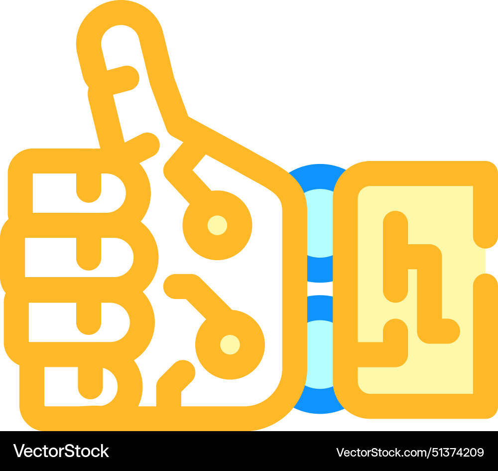 Thumb up robot hand gesture color icon Vector Image