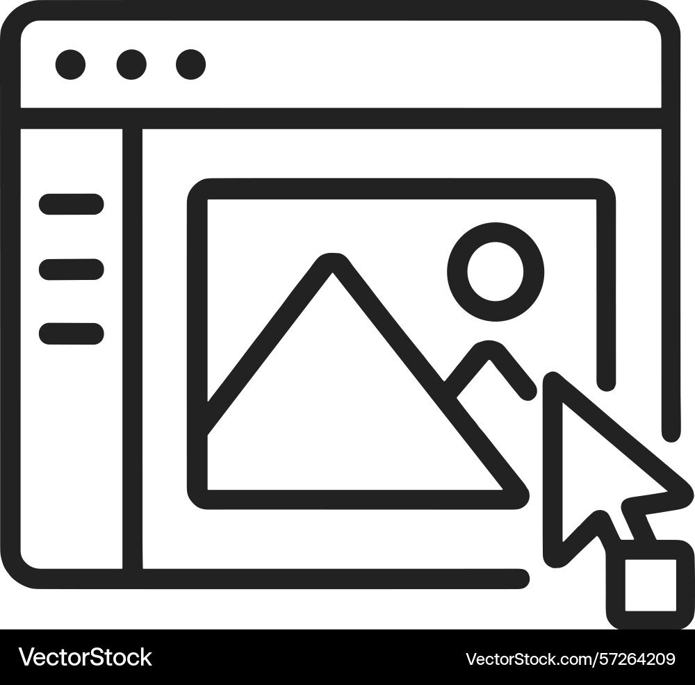 Website design mockup featuring a user interacting Website design mockup featuring a user interacting vector image