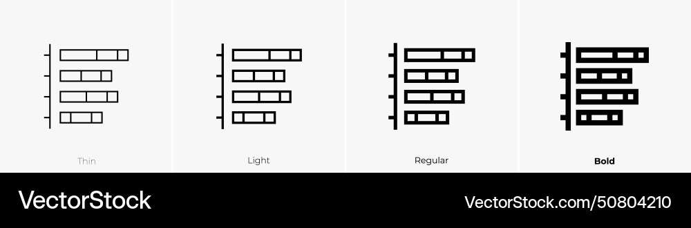 Bar graph icon thin light regular and bold style Bar graph icon thin light regular and bold style vector image