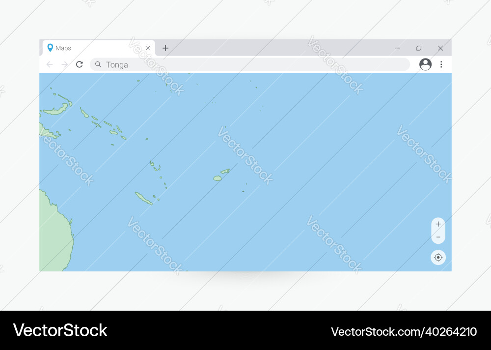 Browser-Fenster mit der Karte der Tonga-Suche Browser-Fenster mit der Karte der Tonga-Suche vektorbild