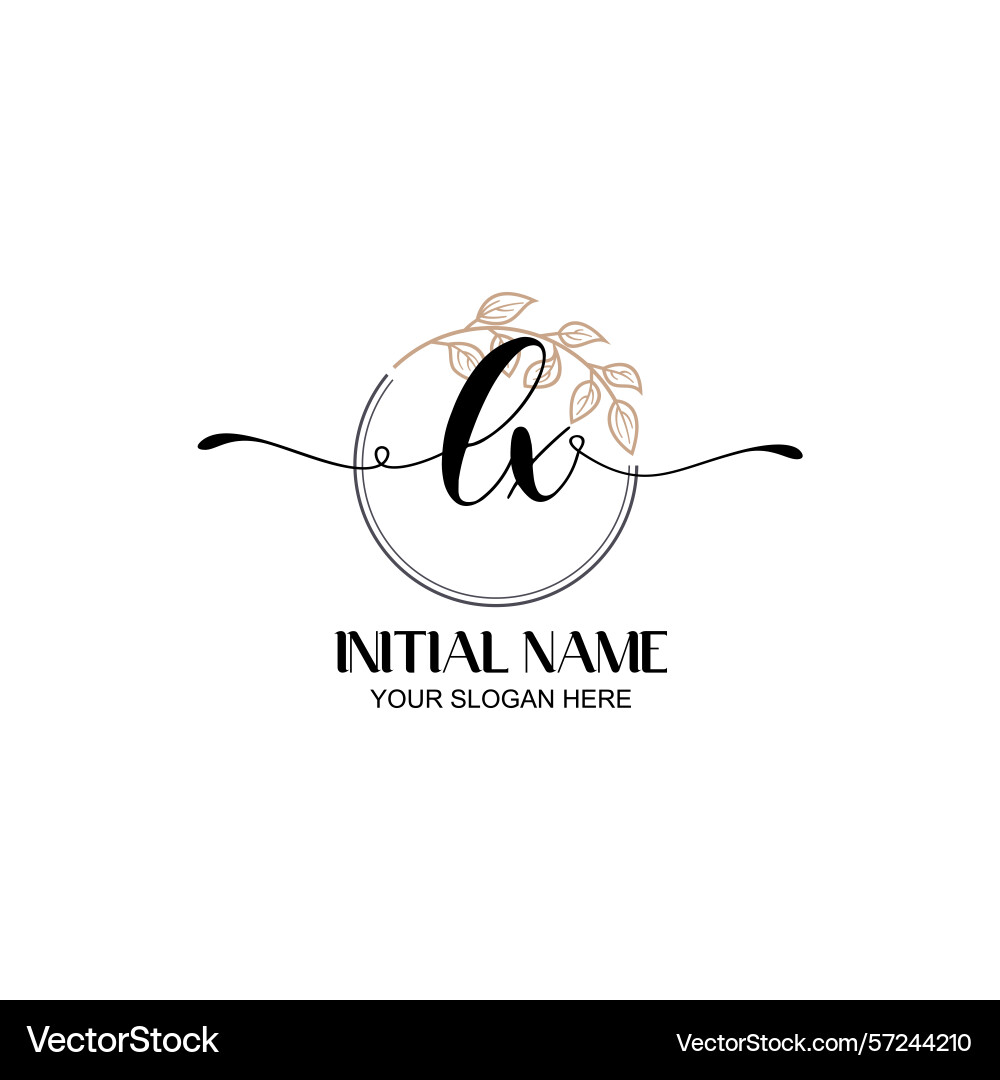 Elegant lx initial logo design with botanical Vector Image