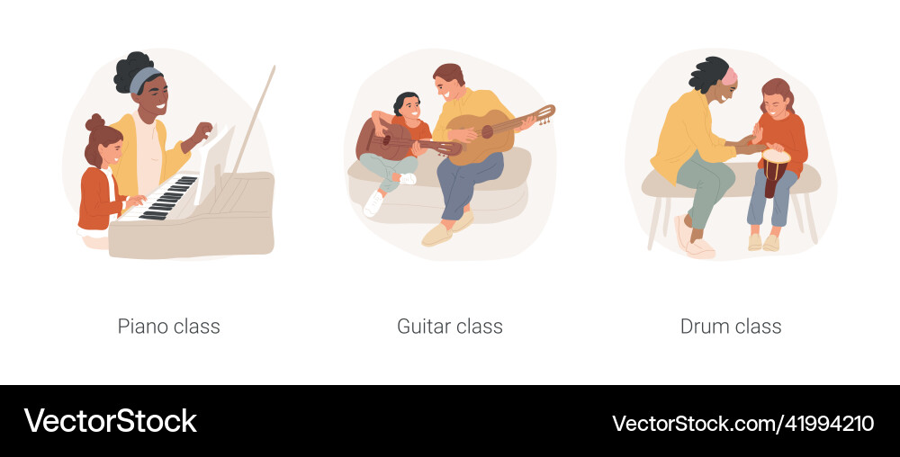 Gradeschool students music lessons isolated Gradeschool students music lessons isolated vector image