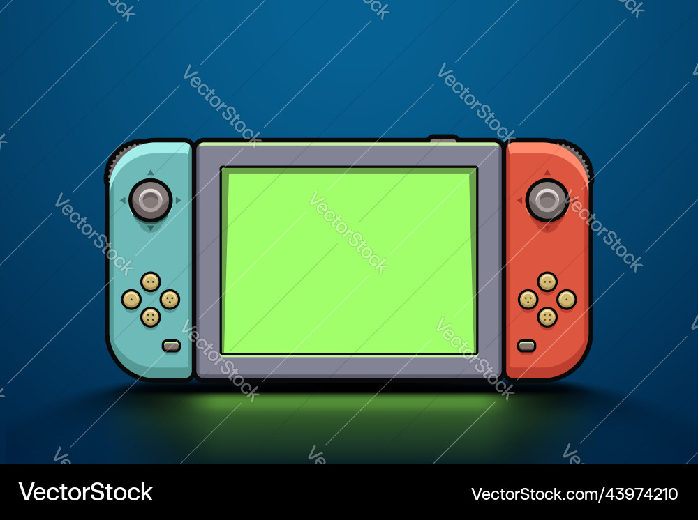 Modern colorful game console with bright screen Modern colorful game console with bright screen vector image