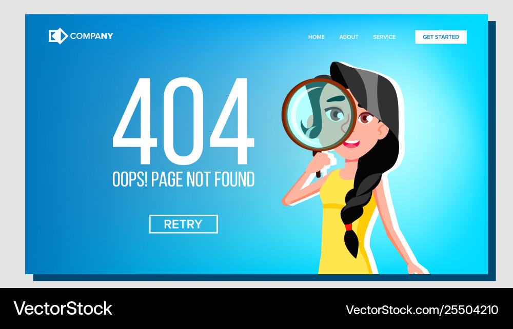 Oops page not found 404 error landing Oops page not found 404 error landing vector image