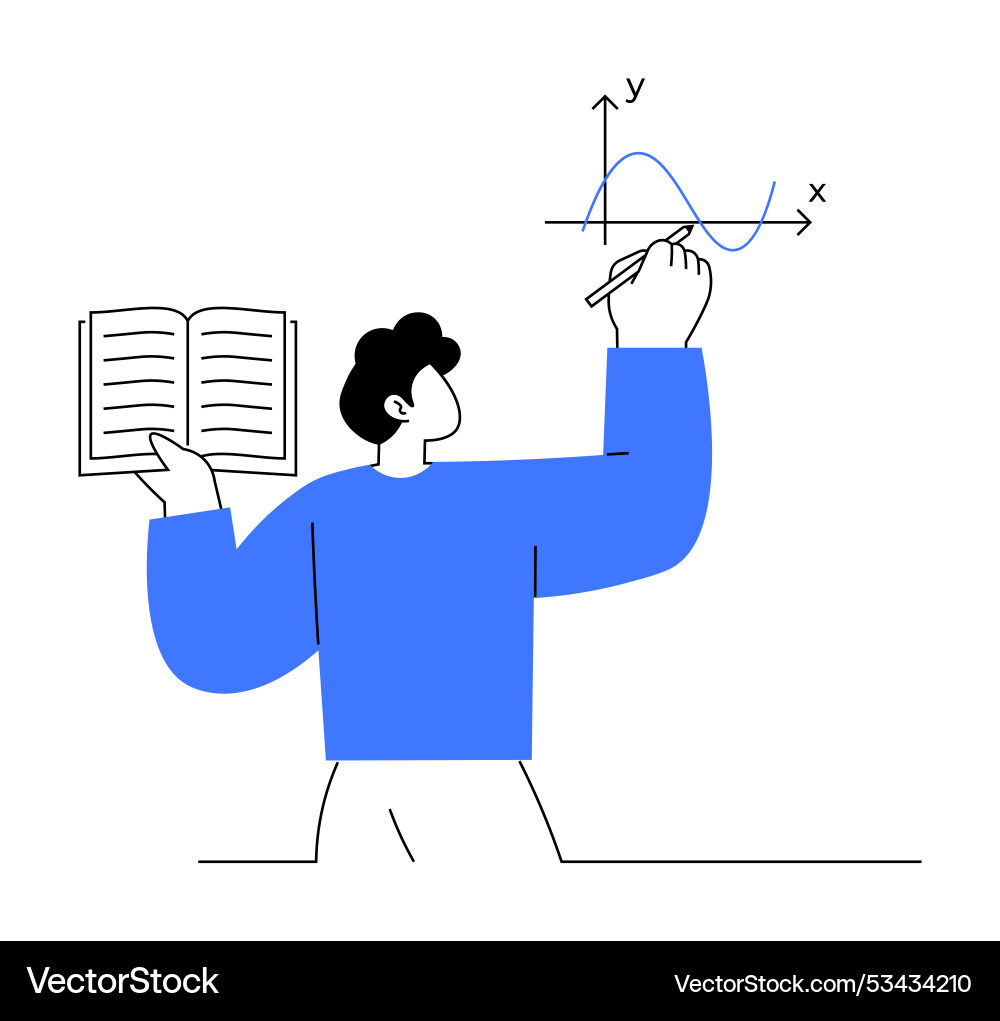Person analyzing graph with open book in hand Person analyzing graph with open book in hand vector image