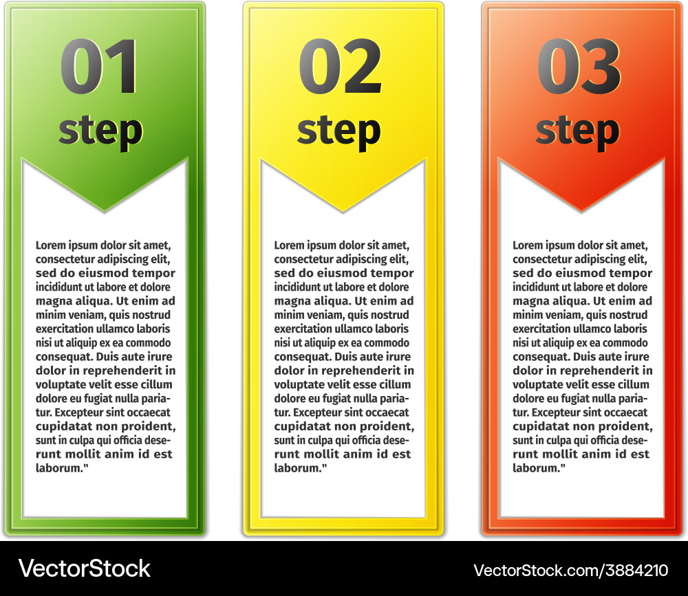 Progress icons for three steps vector image