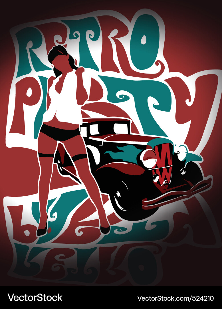 Retro Musik Szene mit Classic Car vektorbild