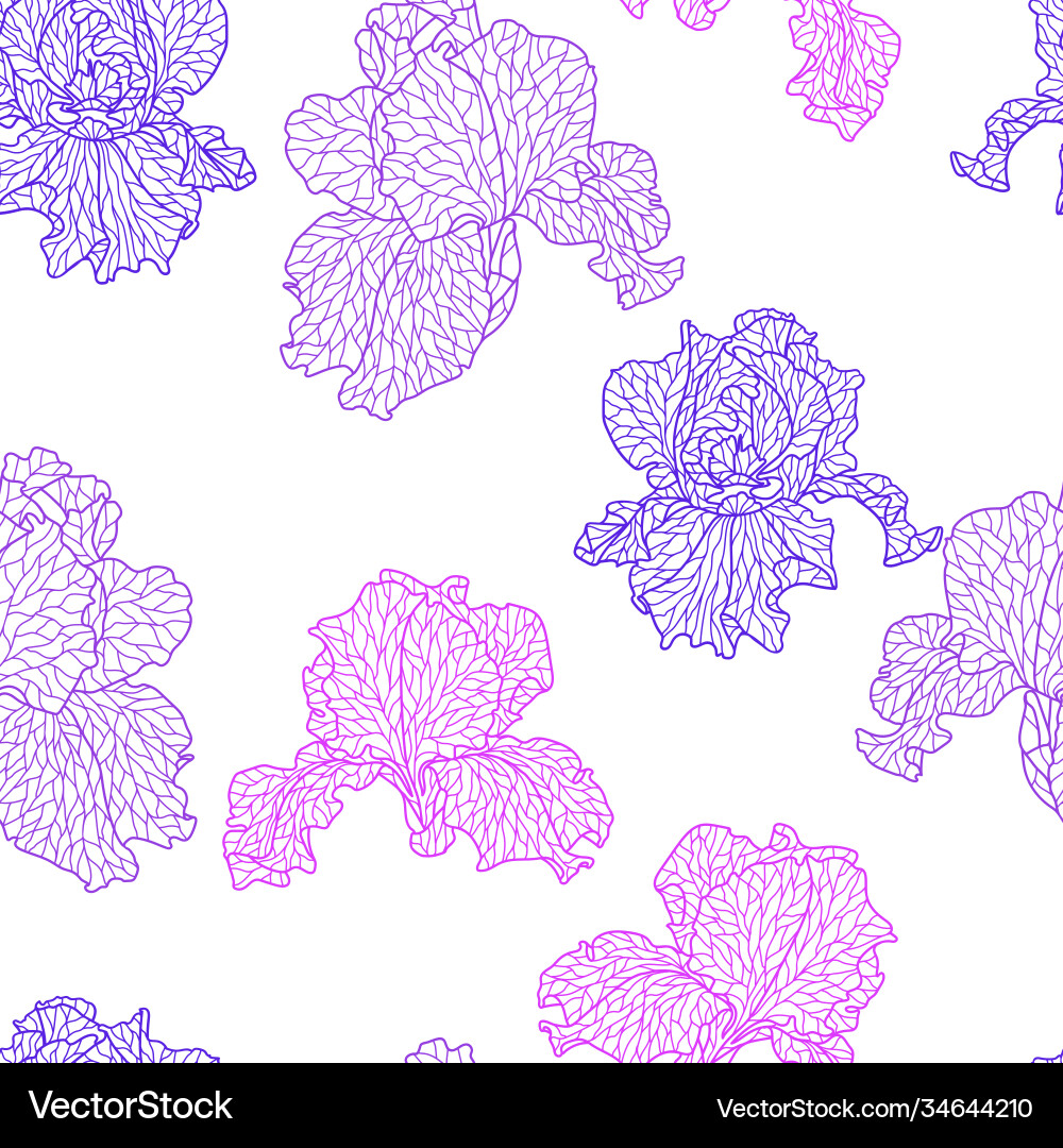 Seamless pattern with violet irises Seamless pattern with violet irises vector image