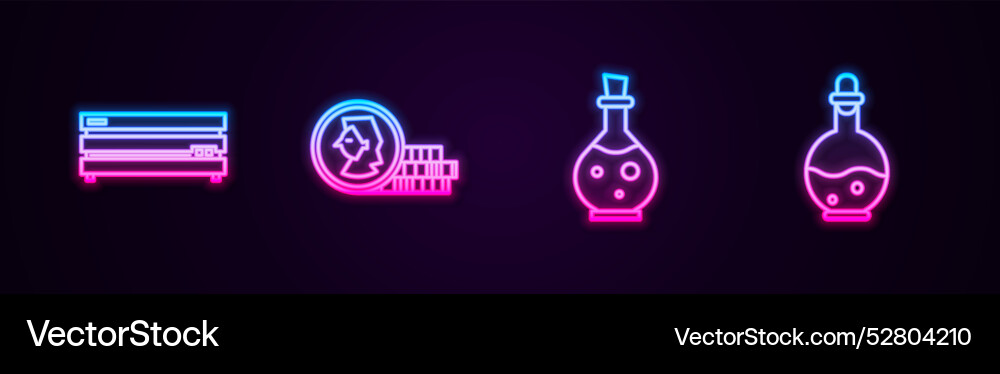 Set line video game console coin for bottle vector image