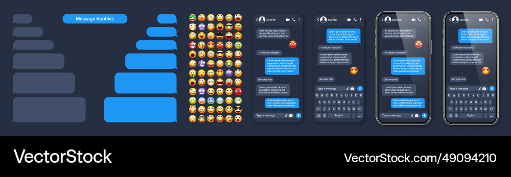 Smartphone messaging app user interface Smartphone messaging app user interface vector image