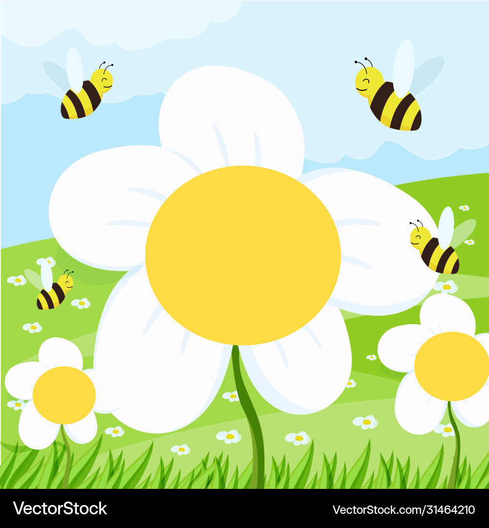 Spring background with daisies on field Spring background with daisies on field Vector Image