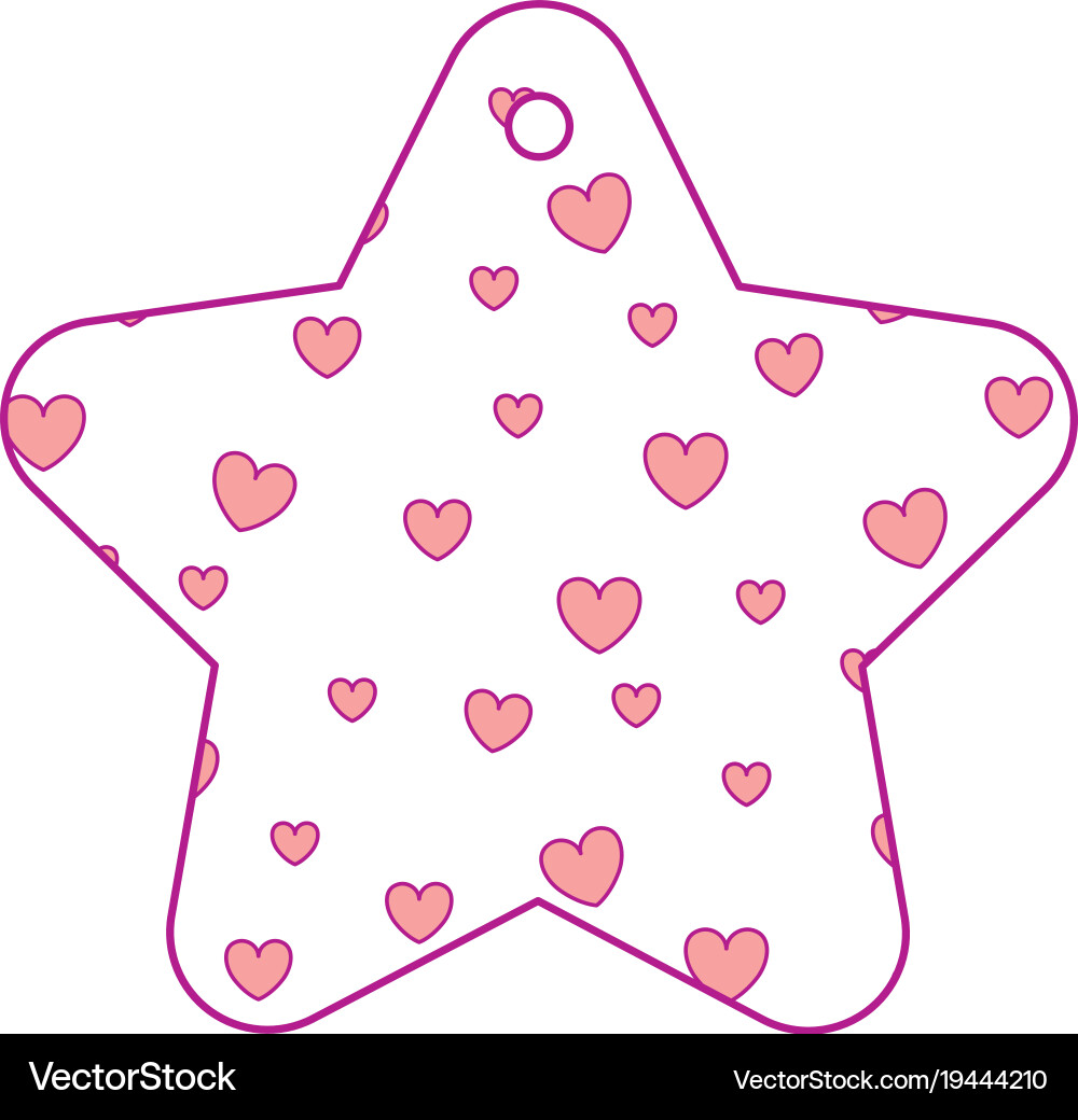 Star frame with hearts pattern background Vector Image